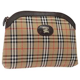 Autre Marque-Burberrys Nova Check Pouch Canvas Beige Auth BA1739-Beige