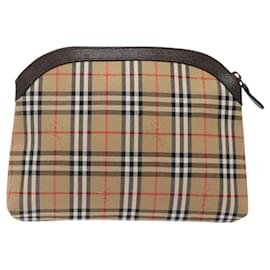 Autre Marque-Burberrys Nova Check Pouch Canvas Beige Auth BA1739-Beige