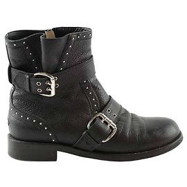 Jimmy Choo Black Leather Boots Size 37 Black