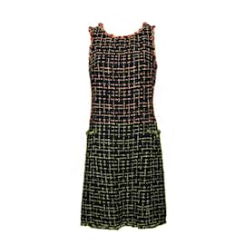 Chanel-14K$ Paris / Saint-Tropez Ribbon Tweed Dress 36 FR-Black