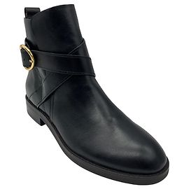 See by Chloé Bottes Lyna en cuir noir / or à boucle de See by Chloe Noir