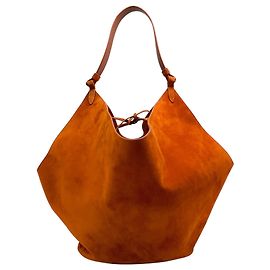 Khaite Caramel Suede Medium Lotus Tote Brown