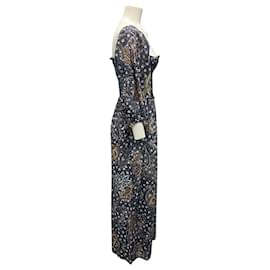Autre Marque-Cara Cara Navy Multi Printed Cotton Jumpsuit-Navy blue