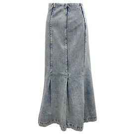 Khaite Hellblaue Denim Levine Midi-Rock Blau