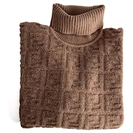 Fendi-FF Tridimensional Mohair Wool Sweater 40 Beige-Beige