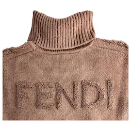 Fendi-FF Tridimensional Mohair Wool Sweater 40 Beige-Beige