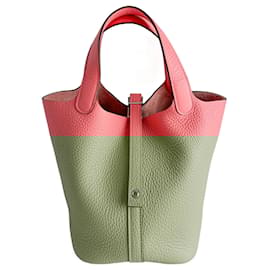 Hermès-Sac à main seau en cuir Picotin 18 Lock Rose Jaipur-Rose