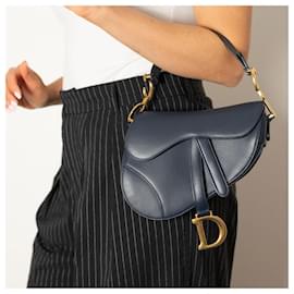 Dior-Saddle Mini Ultrasmooth Calfskin Leather Saddle Handbag No Strap Navy-Navy blue