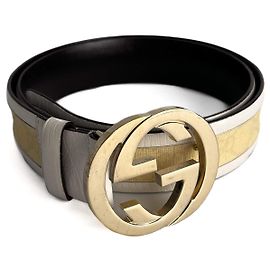 Gucci Interlocking GG Leather Wide Belt 90/36 Off-White Eggshell