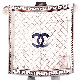 Chanel CC Lenço de Seda Rosa Pó Outro