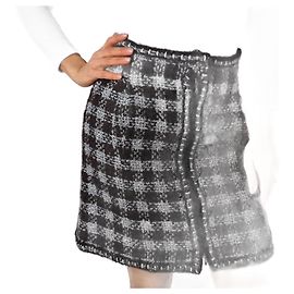 Chanel Mini Wool, Mohair, Polyester, Silk Skirt 38 Black Black