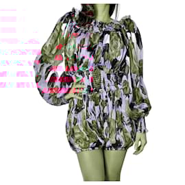 Dolce & Gabbana-Flowers Mini Silk Dress 40 Multicolor-Multiple colors
