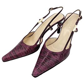 Gucci High Heel Mule Leather 38 1/2 Prune Prune