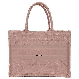 Dior Book Tote Medium Embroidery Canvas Bag Pink Pink