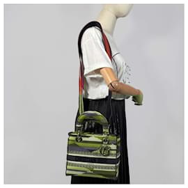 Dior-Lady D-Lite Medium Embroidery Canvas 2-Ways Tote Bag Multicolor-Multiple colors