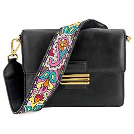 Etro Bolsa de ombro de couro arco-íris preta Preto