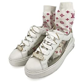 Louis Vuitton Leder-Sneaker mit Socken 39 Monogram Weiß