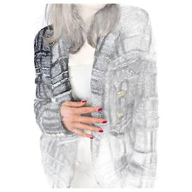 Balmain Doppelt gefütterte Karierte Tweed- und Viskose-Blazer 38 Schwarz & Weiß Andere