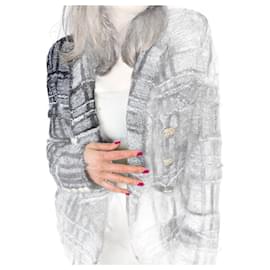Balmain-Double-breasted Checked Tweed & Viscose Blazer 38 Black & White-Other