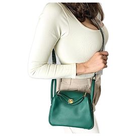 Hermès Lindy Mini Swift Couro Crossbody Verde Verde