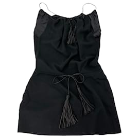 Saint Laurent-Mini Acetate & Viscose Dress F 38 Black-Black