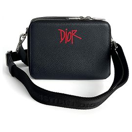 Dior x Shawn Stussy Borsa a tracolla in pelle 2 vie blu Blu