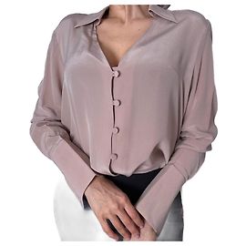 Fendi Camicia a maniche lunghe in seta 40 beige Beige
