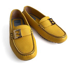 Fendi Mocasín de cuero Baguette 38 1/2 Amarillo Amarillo