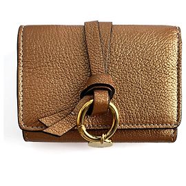 Chloé Alphabet Mini Leather Folding Wallet Metallic Rose Other