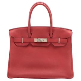 Hermès-Sac à main Birkin 30 en cuir Togo Rouge Garance-Rouge