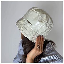 Prada Hat Waxed Cotton Hat Beige Beige