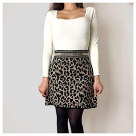 Dior-Mini Embroidery Cotton Skirt 40 Leopard Bicolor-Multiple colors
