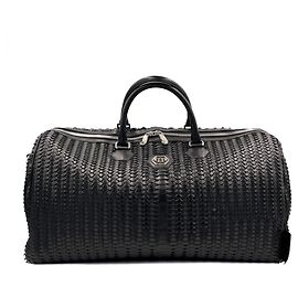 Philipp Plein Hexagon Leather Weekender Handbag Black Black
