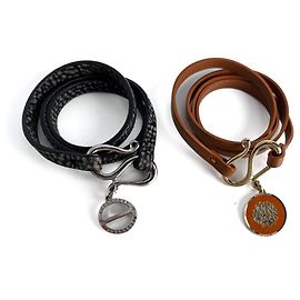 Autre Marque Pulseira de couro de dupla volta bicolor Multicor