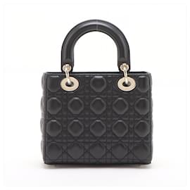 Dior-Lady Dior Small My ABCDior Cannage Lambskin Leather 2-Ways Tote Bag Black-Black