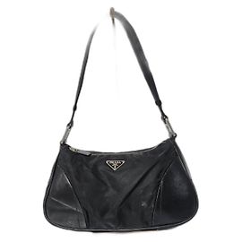 PRADA Bolsa de ombro em nylon/ couro preto Preto