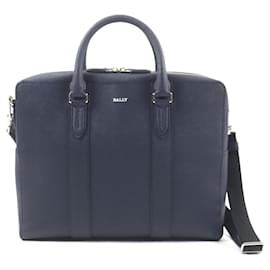 Bally-Bally DAYRE.O 2way Leather Briefcase-Blue