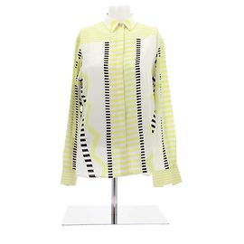 Camisa Versace de seda estampada amarela e preta Amarelo