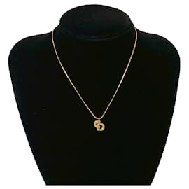 Christian Dior-Christian Dior CD Logo Necklace-Golden,Metallic