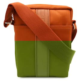 Hermès-Sac à épaule en cuir Chevron Toile Acapulco d'Hermès-Orange