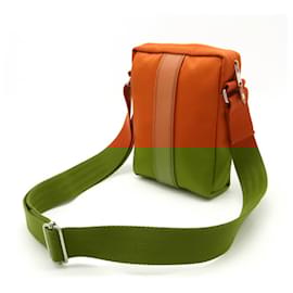 Hermès-Sac à épaule en cuir Chevron Toile Acapulco d'Hermès-Orange