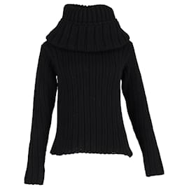 Alexander Mcqueen- Alexander Mcqueen Chunky Ribbed Knit Sweater in Black Wool-Black