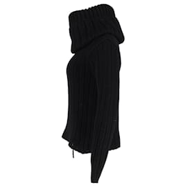 Alexander Mcqueen- Alexander Mcqueen Chunky Ribbed Knit Sweater in Black Wool-Black