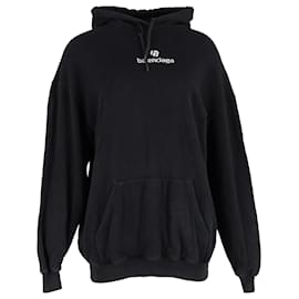 Balenciaga-Balenciaga Sponsor Logo Hoodie in Black Cotton-Black