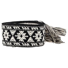 Isabel Marant Etka Woven Belt in Black and White Polyester Black