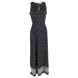 Michael Kors bedrucktes Maxikleid aus schwarzem Polyester Schwarz