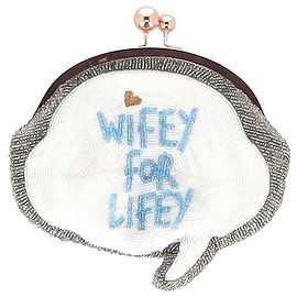 Clutch Wifey For Lifey en algodón blanco de Sophia Webster con cuentas Blanco
