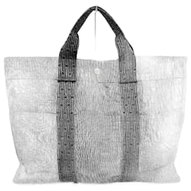 Hermès-Hermes Herline Canvas Tote Bag-Grey