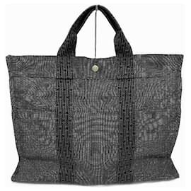 Hermès-Hermes Herline Canvas Tote Bag-Grey