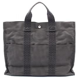 Hermès-Hermes Herline MM Canvas Tote Bag-Grey